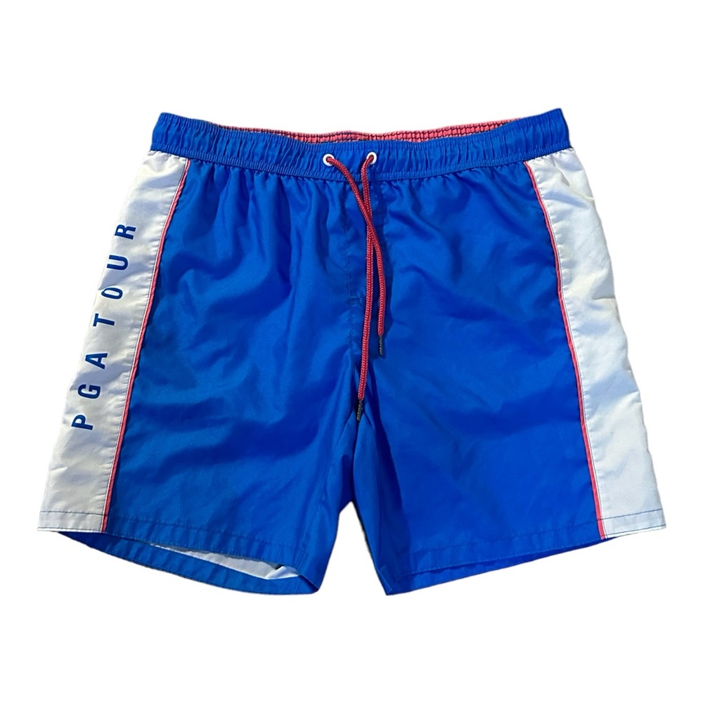PGA TOUR Swim Trunks Adult‎  Large Blue Mesh Lined Drawstring Mens